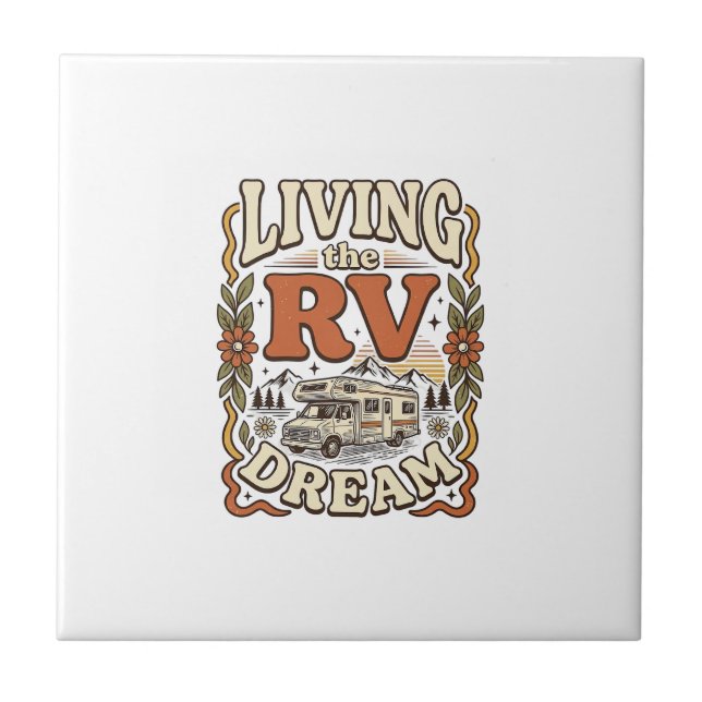 Vivendo o Sonho do RV Design de Camisa de Camping  (Frente)