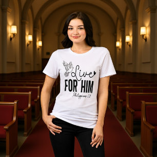 Viver por Ele Filipenses 1:21 Camiseta do Pombo
