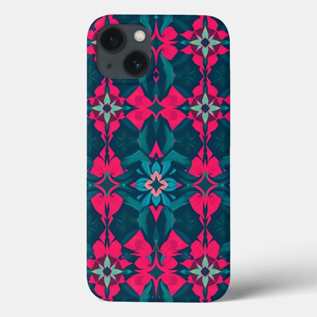 Vivid Jewel-Tone Kaleidoscope Phone Case (Verso)
