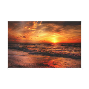 Vivid Orange Beach Sunset Canvas