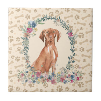 Vizsla Húngara Paw Dog Imprime o Beige Floral Cute
