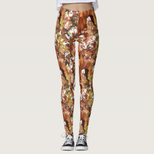Vizslas e outono deixam leggings