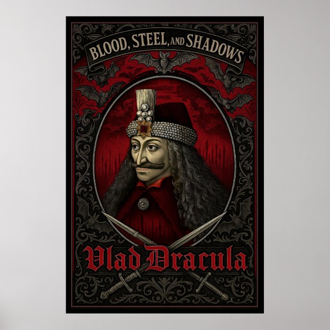 Vlad Dracula Poster - Sangue, Aço e Sombras (Frente)