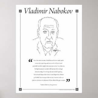 Vladimir Nabokov Escrevendo Cotação Poster