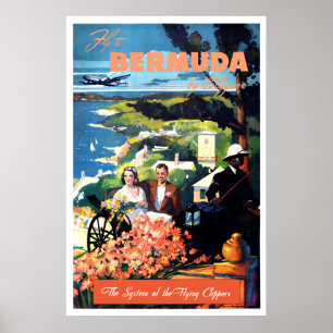 Voar para a Poster da Viagens vintage das Bermudas