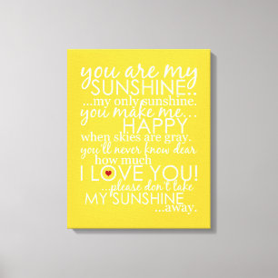Você é minha luz do sol - amarelo - canvas