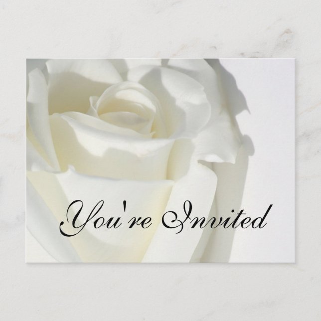 Você está convidado Cartão de Convite Rosa Branca (Frente)
