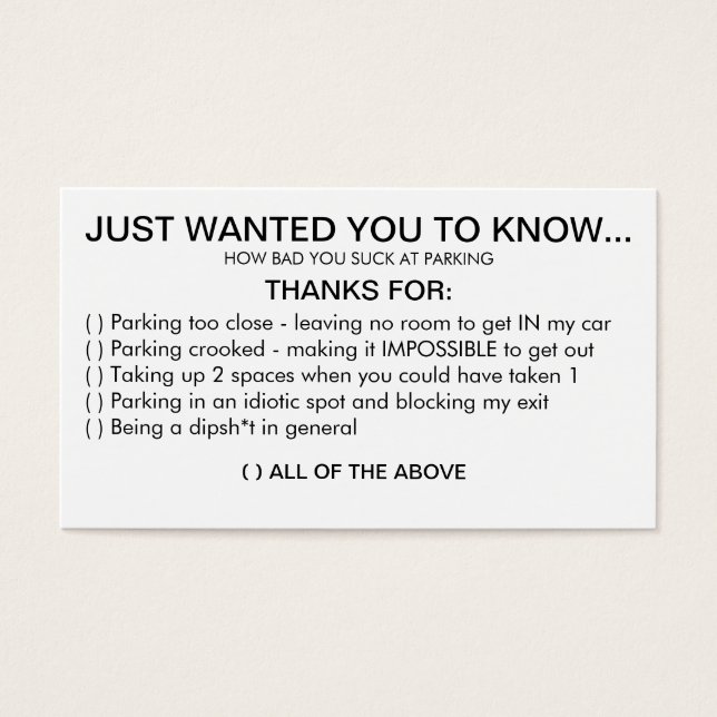 VOCÊ ESTACIONA MAL. (Frente)