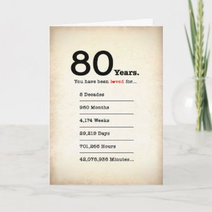 Você Foi Amado 80 Anos, Cartão de Aniversário
