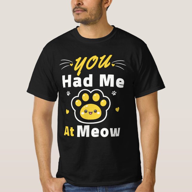Você Me Conquistou Com Meow – Camisa Fofa de Pata  (Frente)