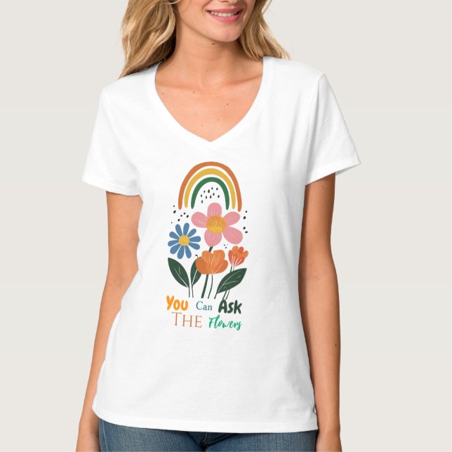 Você pode perguntar à camiseta da tendência floral (Frente)