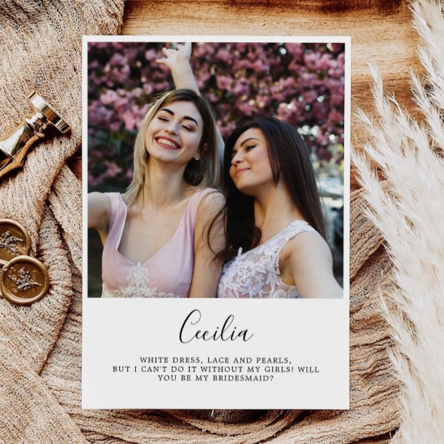 Você Será A Minha Porta-Voz, Cartão com fotos De B (Will You Be My Bridesmaid, Bridesmaid Photo Card, Invitation)