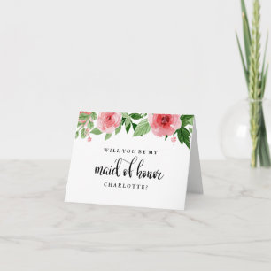 Você Será Meu Cartão de Aquarela de Água de Rosa d