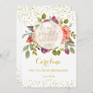 Você será meu cartão de dama de honra floral de ou