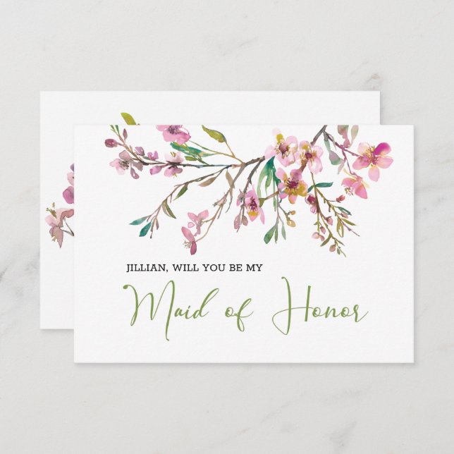 Você Será Meu Flor De Cereja Madrinha de casamento (Frente/Verso)