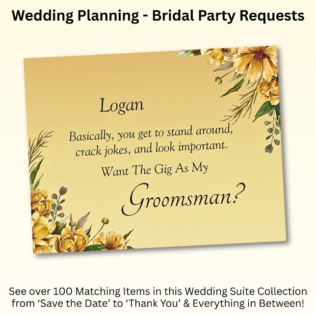 Você Será Meu Padrinho de casamento? Ouro Amarelo (Criador carregado)