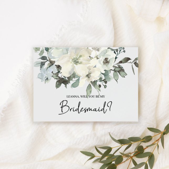 Você Será Minha Bridesmaid Ivory White Floral? (Criador carregado)