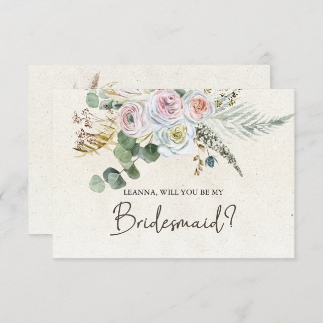 Você Será Minha Colega De Bridesmaid Pastel Boho N (Frente/Verso)