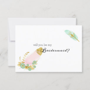 Você será minha dama de Bridesmaid Boho Rosa e Dou