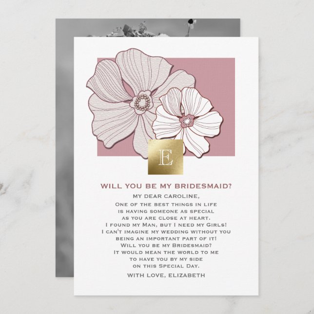 Você será minha dama de Bridesmaid? Cartões com fo (Frente/Verso)