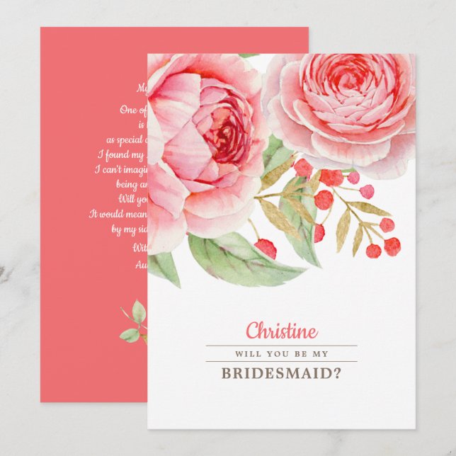 Você será minha dama de Bridesmaid? Convites de Aq (Frente/Verso)