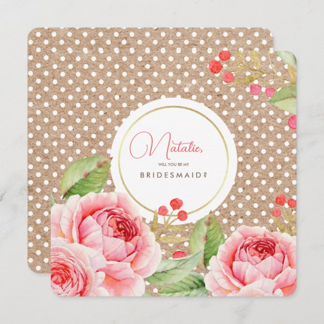 Você será minha dama de Bridesmaid? Convites perso (Frente/Verso)