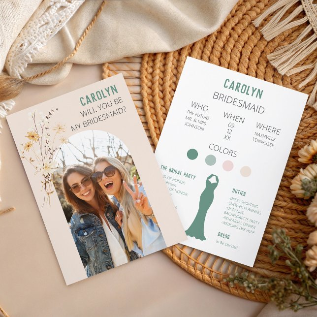 Você Será Minha Dama de Honra? Cartão (Will You Be My Bridesmaid? Customize to your own phot and Color Palette!)