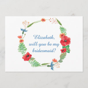 "Você será minha dama de honra" convite floral