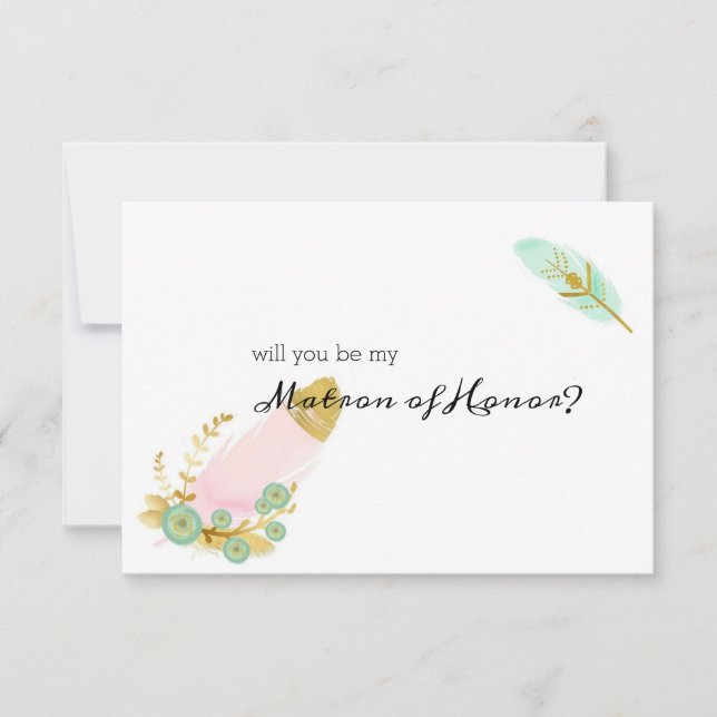 Você será minha mãe de honra Boho rosa e Dourada? (Frente)