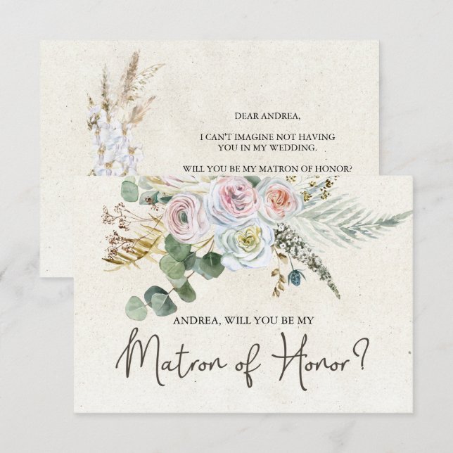 Você Será Minha Matrona de Honra Pastel Boho Neutr (Frente/Verso)