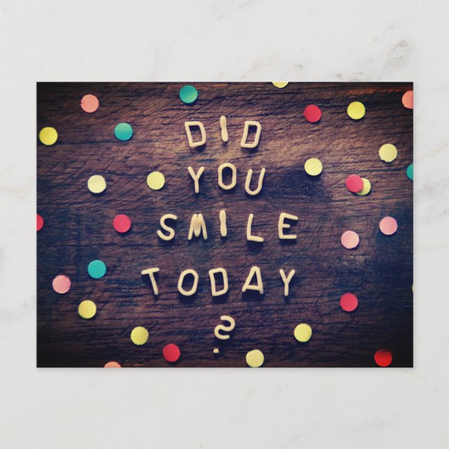 Você Sorriu Hoje Cartão Postal Sorridente (Frente)