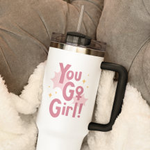 Você Vai Menina | Caneca de Viagem Rosa
