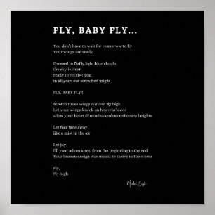 Voe bebê mosca inspiradora poesia poster