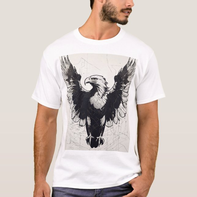 Voe para o céu - Camiseta branca com tatuagem de á (Frente)