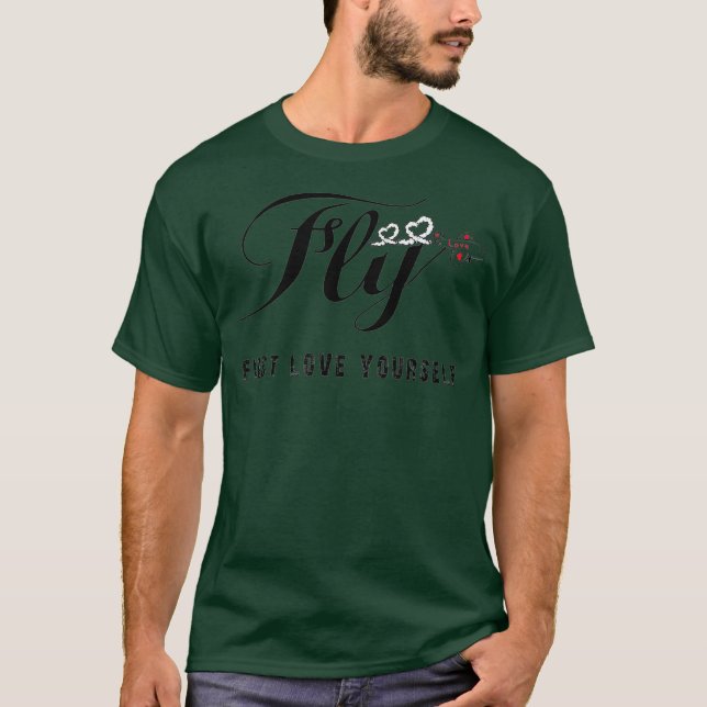 Voe Primeiro Ame-Se camiseta cardíaca de avião (Frente)