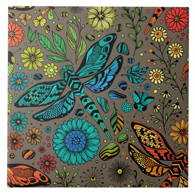 Voe, voe libélula em marrom (Frente)