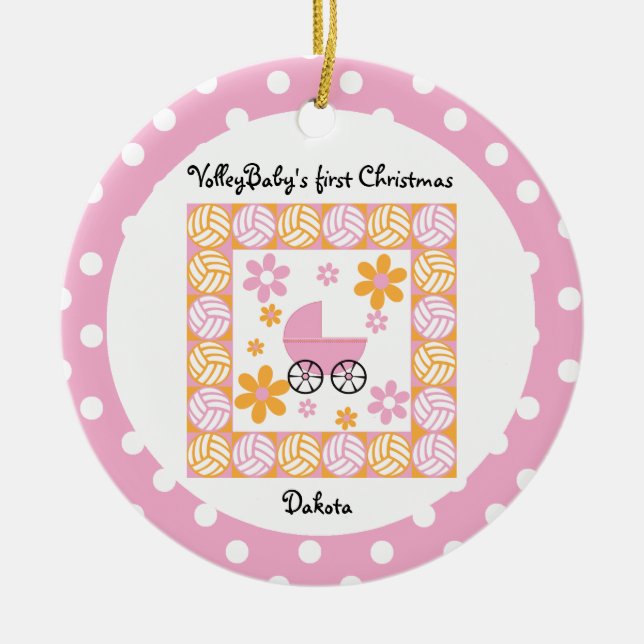 VolleyBaby Primeiro Ornamento Rosa de Natal (Frente)