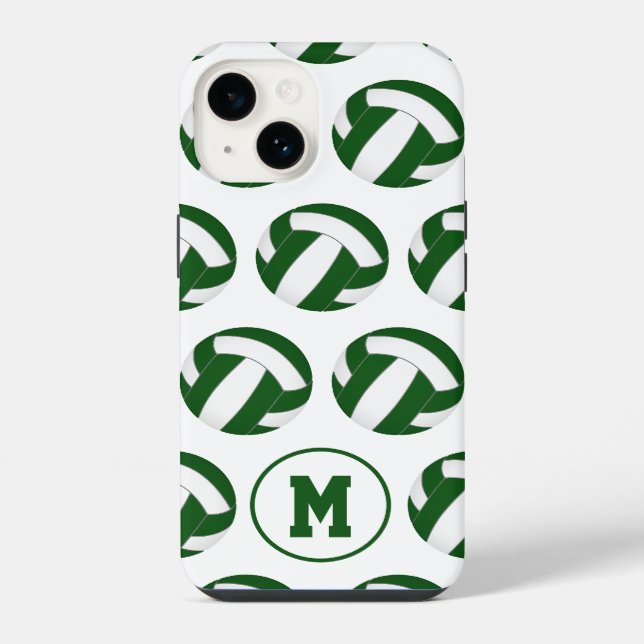 volleyballs verdes e brancos com padrão e monogram (Verso)