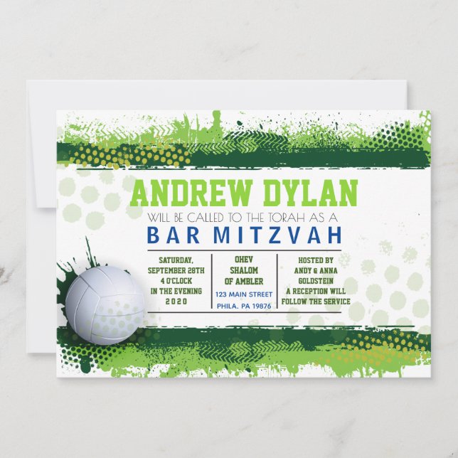VOLLYBALL SPLASH Bar Mitzvah Convite (Frente)