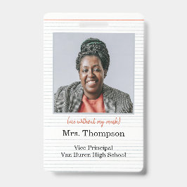 Voltar ao Crachá de ID de administrador escolar co