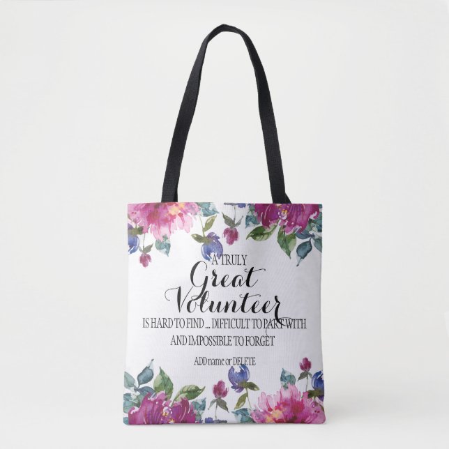Voluntário para bolsa Floral Obrigado Presente de  (Frente)