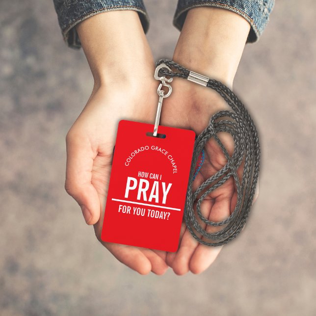 Voluntários da igreja de oração vermelha id crachá (Criador carregado)