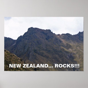 Vôo das rochas de Nova Zelândia do poster de