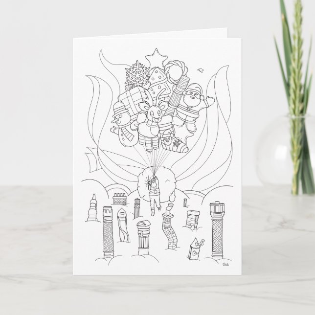 Voo de Natal com cartão de balão (Frente)