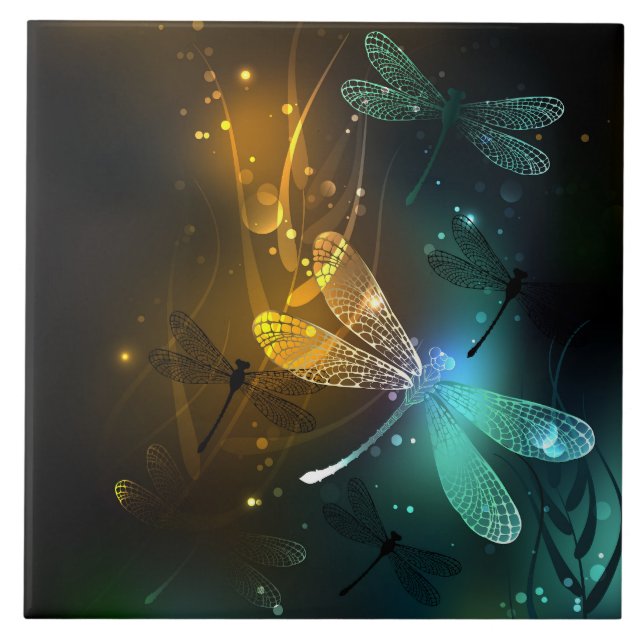 Voo luminoso verde de libélula (Frente)