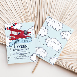 Voo Temporal Avião Convite de Aniversário