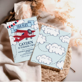 Voo Temporal Avião Convite de Aniversário