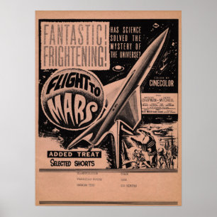 Voo Vintage Hollywood Movie Poster para Marte
