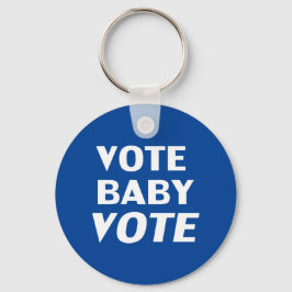 Vote Baby Vote azul e branco chaveiro moderno
