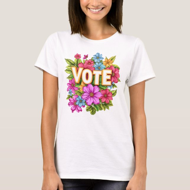 VOTE Camiseta Amarela Floral (Frente)